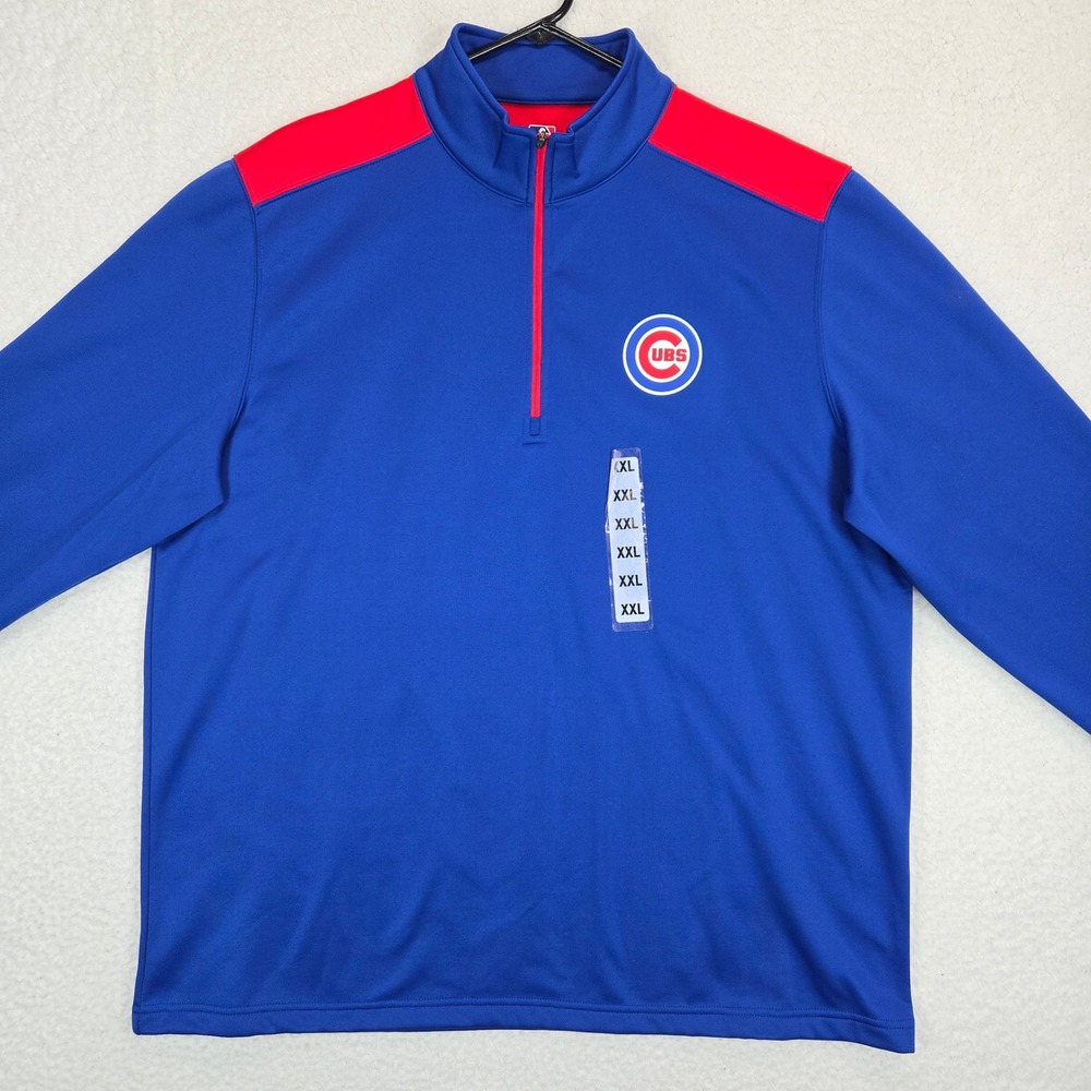 NWT MLB Chicago Cubs Quarter Zip Mens XXL Big & Tall Performance Fleece Pullover